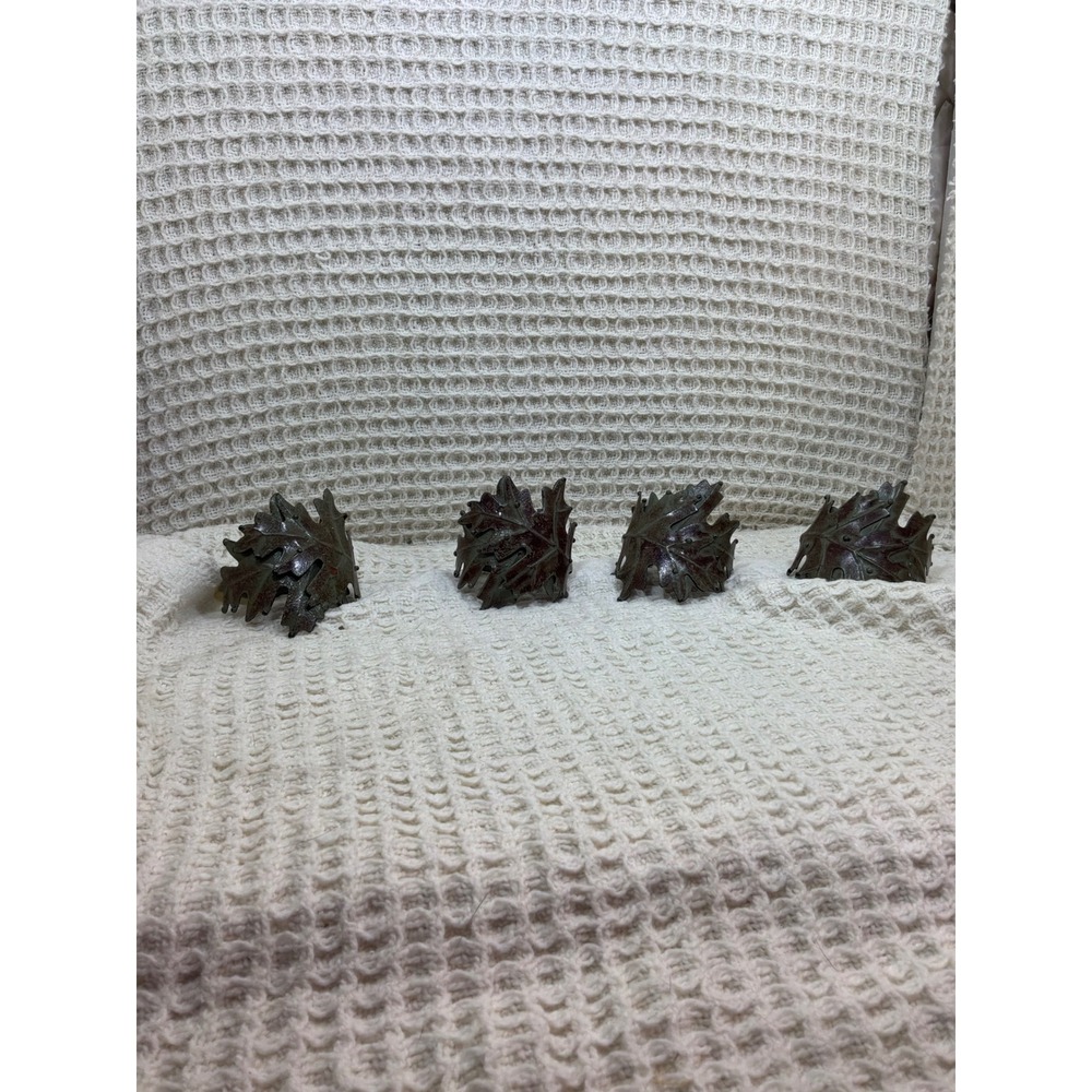 Rustic Home Unbranded Oak Leaf Napkin Rings Set of 4 OS Green Bronze